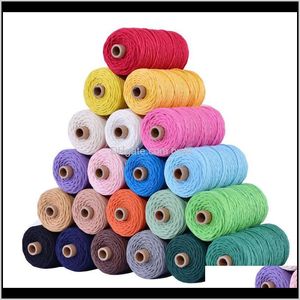 Outils Arts, Artisanat Cadeaux Jardin Drop Delivery 2021 M 100% Coton Coloré Corde Corde Beige Twisted Craft Rame String DIY Home Textile