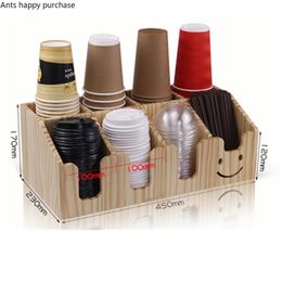 Outils Porte-gobelet en bois de bambou Café Lait Thé Shop Support de stockage Supports de stockage multicellulaires Coupe Taker Jetable Tasse Cadre Tasse Organisateur