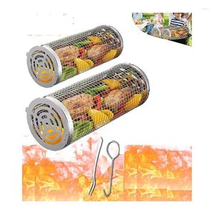 Outils Panier de barbecue pour le gril extérieur grand tube en maille en acier inoxydable