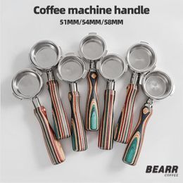 Gereedschap BEARR Gekleurd Hout Bodemloos Handvat Italiaans Koffiezetapparaat 51mm54mm58mmKoffiemachine Handvat Filters