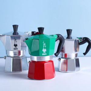 Herramientas Bialetti cafetera de aluminio Moka Pot Espresso percolador estufa cafetera olla clásica forma octogonal herramienta de café al aire libre para el hogar