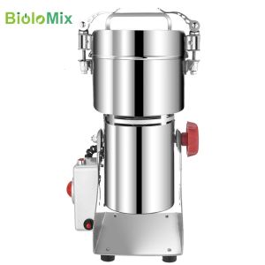 Outils Biolomix 220 V/110 V moulin à café haute vitesse 700g Type pivotant pulvérisateur électrique Grains épices à base de plantes aliments secs broyeur de céréales