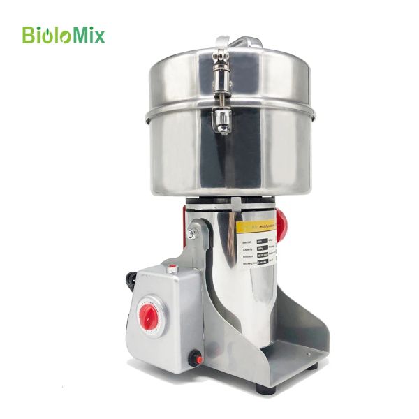 Herramientas Biolomix 220V / 110V Pulverizador 2KG Tipo oscilante Molinillo de café eléctrico Alta velocidad Especias inteligentes Cereales Harina Molinero Trituradora