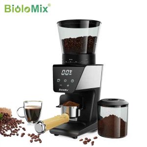 Gereedschap BioloMix Automatische braammolen Elektrische koffiemolen met 30 versnellingen voor espresso Amerikaanse koffie Giet over visuele bonenopslag