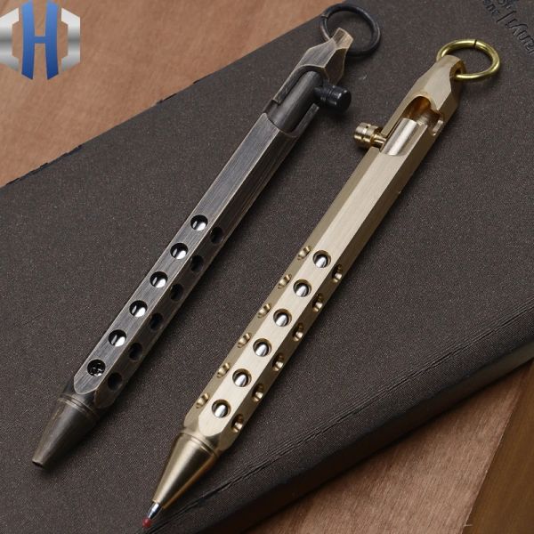 Tools Brass Pen Manual Machine Gun Creative Retro Hexagonal Brass Pen Signature Pen Office Office Stationery Highend Gift Pen