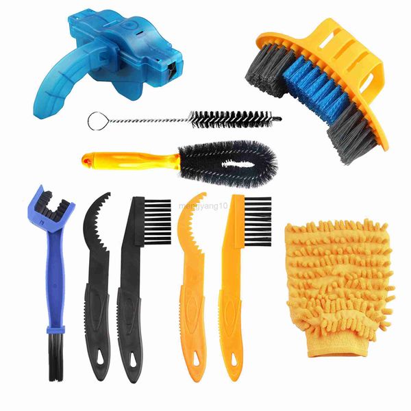 Outils Nettoyeur de chaîne Kit de nettoyage Brosses de vélo portables Scrubber Accessoires de vélo de montagne Fournitures d'entretien Vélo HKD230804