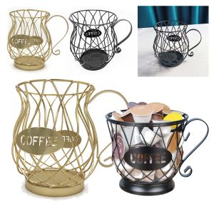 Herramientas cesta de almacenamiento de cápsulas de café cesta Universal para tazas de café soporte organizador de cápsulas de café Vintage negro para el hogar café Hotel Dropship