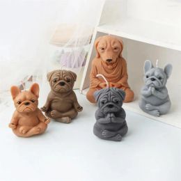 Outils d'artisanat outils 3d yoga assis zen de bougies d'animaux moules de bougies méditantes Turtle Frog Dog Rabbit Bulldog Cat Cougies parfumé
