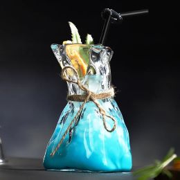Outils créatifs verres à queue plissés pour Bar verrerie verre à vin Restaurant jus tasse à café Vase ornements