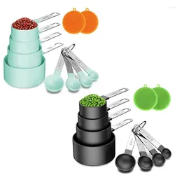 Ensemble d'outils, tasses à mesurer et cuillères, 8 pièces, manche empilable en acier inoxydable, cuillère à soupe précise pour le séchage