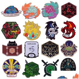 Herramientas# D20 Dnd Rpg Permainan Dadu Dungeon Master Esmalte Pin Logam Bros Lencana Modo Perhiasan Pakaian Topi Ransel Hadiah Aksesori Dr Dhs6D