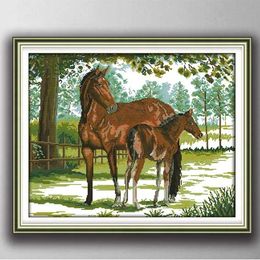 Ferramentas amor profundo de mãe e filho cavalo animal artesanal ponto cruz ferramentas artesanais bordado conjuntos de bordado contados impressão em tela dmc