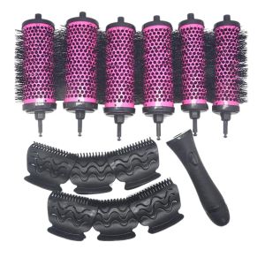 Outils poignée détachable brosse à cheveux rouleau avec clips de positionnement aluminium céramique baril bigoudi peigne coiffeur