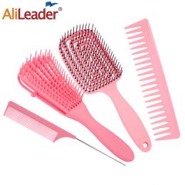 Outils Brosse démêlante 4 pièces ensemble de brosse à cheveux pour Afro bouclés cheveux longs noeuds démêlant facile à nettoyer outils de coiffure de soins capillaires