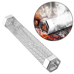 Outils Boîte en bois de fruits en forme de diamant tube de barbecue en acier inoxydable durable Gadget de filtre à saveur pour / épice hexagonale froide