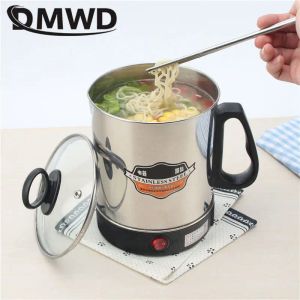 Herramientas DMWD MultiCooker Sartén eléctrica Taza calefactora portátil de acero inoxidable Fideos Leche Sopa Gachas Olla para cocinar Mini caldera de café