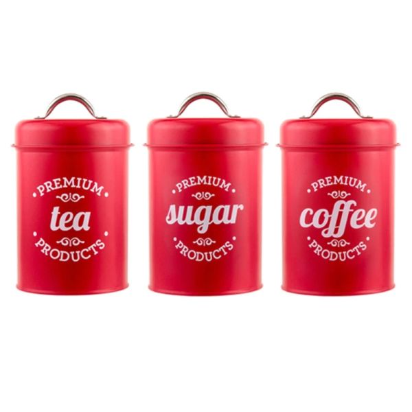 Outils E56C Pot de thé en fer forgé rouge, boîte à sucre, boîte à café, conteneur de stockage pour réservoir pour la cuisine domestique