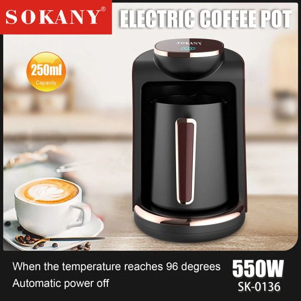 Outils Cafetière électrique Cafetière en acier inoxydable Pot électrique 550W peut faire 4 tasses Machine à café turque automatique domestique