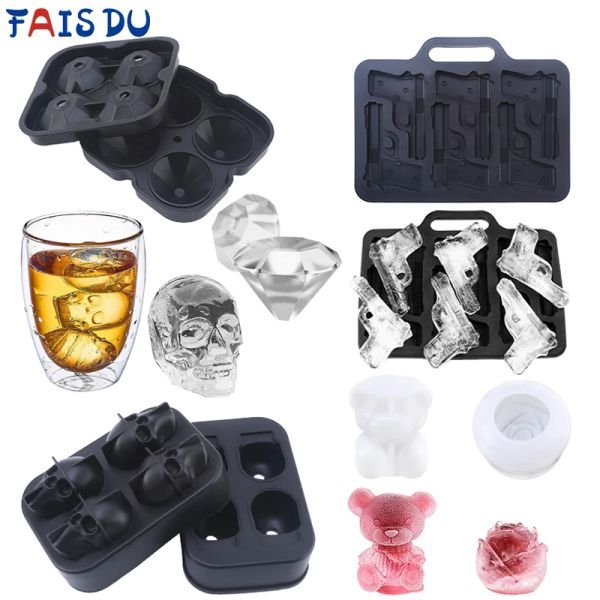 Outils Fais du 3d Diamond Skull Ice Moule de moule à glace