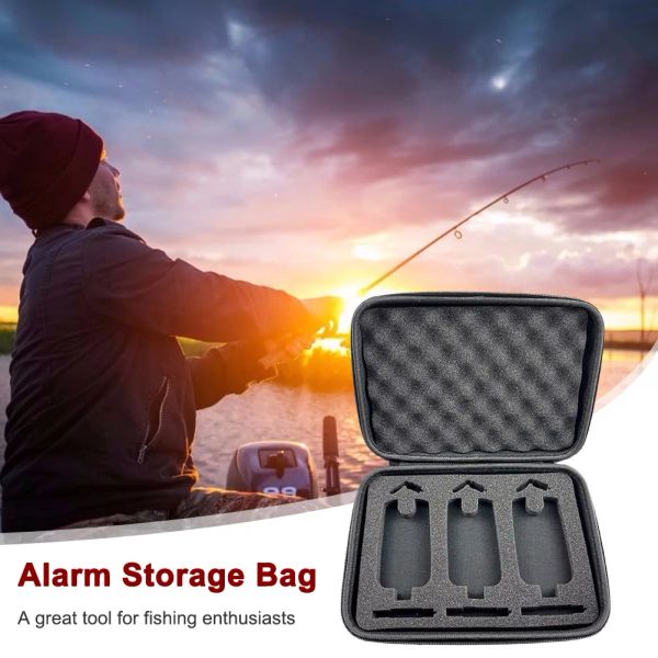 Caja de almacenamiento de alarma de mordedura de pesca, herramientas, almohadilla de espuma EVA, caja de almacenamiento Swinger de pesca con cremallera de 9,8x6,9x2,2 pulgadas para entusiastas de la pesca