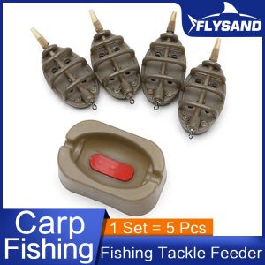 Gereedschap FlySand Inline Method Feeder Mold Aas Shower Aas Set Set Carp Fishing Aas Holder Tool 4 Feeders/Set