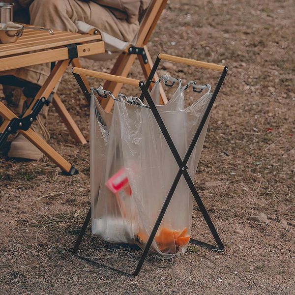 Bolsa colgante de basura de plástico plegable para herramientas, bolsa de basura para acampar al aire libre, soporte para estante de almacenamiento, organizador de cocina para Picnic, estante para bolsa de basura