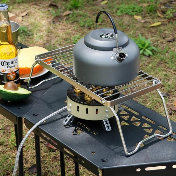 Outils pliants en plein air Mini gril Barbecue outil Portable en acier inoxydable Camping pique-nique grille cuisinière à gaz support multifonction