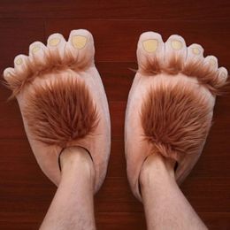 Outils fourrure pantoufles chaudes gros poilu unisexe sauvage Hobbit pieds en peluche maison pantoufles Halloween chaussures MC889