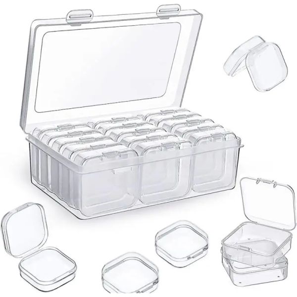 Herramientas almacenamientos de cuadrícula Caja de almacenamiento conveniente mini plástico transporte de canasta accesorios de joyería de joyero transparente cubierta bisa