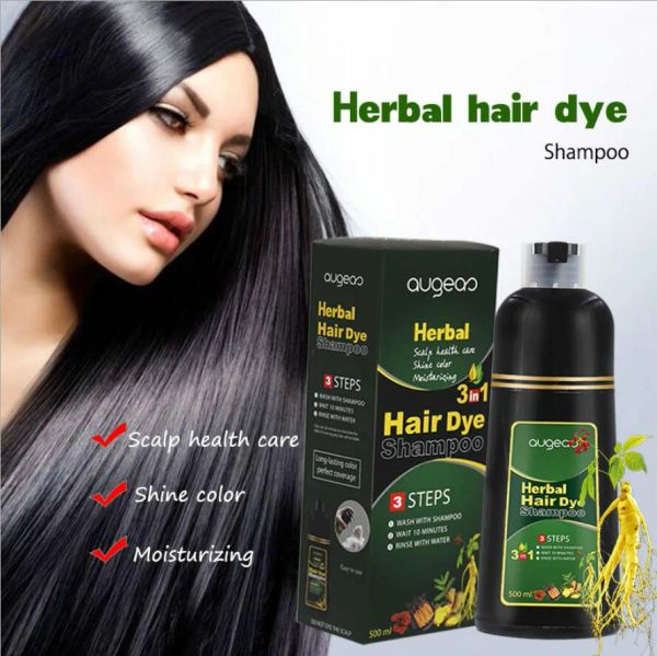Herramientas para teñir el cabello a base de hierbas, 500ml, acondicionador de plantas naturales, tinte para el cabello, champú negro, tinte rápido, depilación blanca y gris, tinte para teñir el cabello