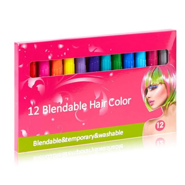 Outils bâton de couleur de cheveux stylo de teinture de cheveux jetable temporaire 12 couleurs ensembles de crayons de couleur de cheveux nouveau Style