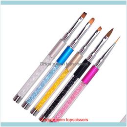 Outils Santé Beautynail Art Brosse Stylo Strass Diamant Métal Acrylique Poignée Sculpture Poudre Gel Liquide Salon Doublure Ongles Brosses Avec Cap