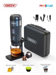 Outils Hibrew Portable Coffee Machine pour voiture Home, DC12V expresso cafetière fit nexpresso dolce pod capsule café poudre h4a