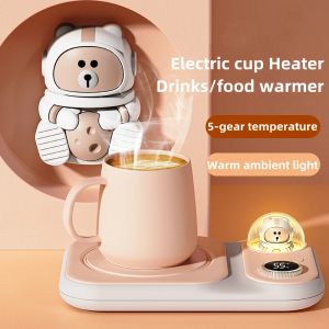 Herramientas Hogar Oficina Escritorio Eléctrico Leche Té Calor Posavasos Taza de café Estera calefactora con lámpara cálida 5 engranajes Calentador de tazas de temperatura constante