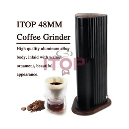 Outils ITOP Hexa48 Moulin à café 48 mm Bavures coniques 120 niveaux de degré de mouture pour café entier Type Grind Espresso Coffee Miller