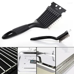 Outils IVYSHION 3 en 1 coin brosse en fil de cuivre barbecue grill four nettoyage barbecue éponge pelle longue poignée