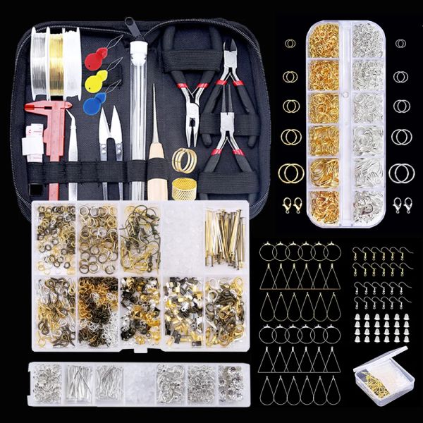 Herramientas Kit de fabricación de joyas con herramientas de joyería, joyas cables de cobre hilo y hallazgos de joyas para reparación de joyas y cuentas