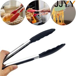 Outils JJYY acier inoxydable résistant aux hautes températures Silicone Anti-brûlure pince alimentaire Barbecue antiadhésif Pot spécial Steak