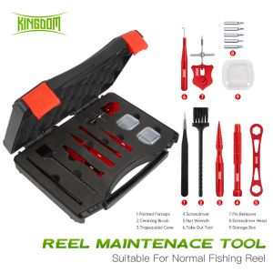 Tools Kingdom Kits de herramientas de reparación Juego de mantenimiento de carrete Baitcasting Dispositivo de desmontaje de carrete Removedor de cojinetes Herramienta de aparejos de pesca