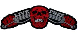 Outils grand LIVE FREE OR DIE moto Biker Rocker Patch MC dos moto gilet grand Patch rouge 14 "livraison gratuite