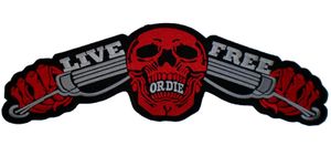 Gereedschap Grote LIVE GRATIS OF DIE Motorcycle Biker Rocker Patch MC Back Motorcycle Vest Grote RODE Patch 14