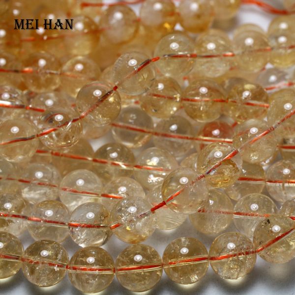 Outils Meihan Wholesale (1 brin / ensemble) 12 mm 14 mm Citrine Citrine Clean Yellow Quartz Bracelet rond lisse pour la conception de bijoux