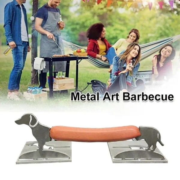 Support de Barbecue en métal en forme de chiot mignon, support pour chien amusant pour Grill en plein air, accessoires de cuisine, outil de BBQ