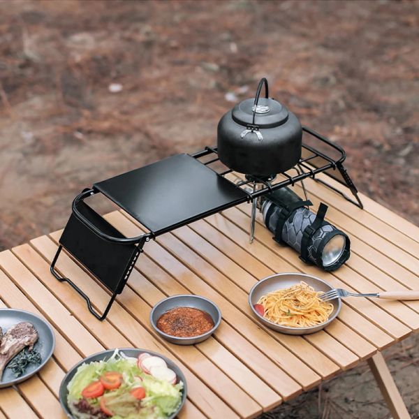 Herramientas Mini Hob Barbecue Soporte Mesa de malla retráctil al aire libre para la parrilla de la parrilla plegable Mesa del campamento multifuncional