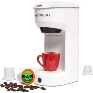 Outils Mixpresso 2 en 1 dosettes de cafetière compatibles café moulu, machine à café personnelle, mini cafetière de taille compacte