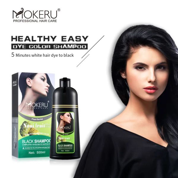 Outils Mokeru Bio Naturel Rapide Teinture Cheveux Seulement 5 Minutes Noni Plante Essence Noir Cheveux Colorant Shampoing Pour Couverture Gris Cheveux Blancs