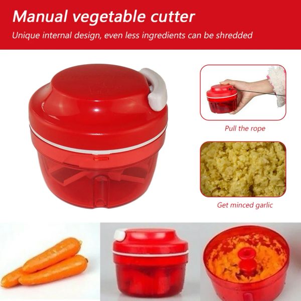 Herramientas Multifuncional Cortador de verduras hecho a mano Trituradora de alimentos Picadora manual de acero inoxidable Trituradora de chile y ajo Picadora Gadgets de cocina