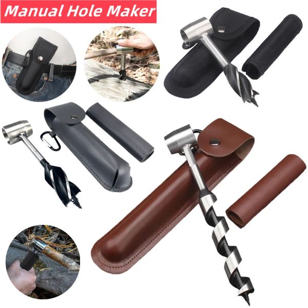 Outils des colons de survie multitools outils de brousse à main tarière en bois de foret de forage manuel de trou de trou accessoires militaires tactique