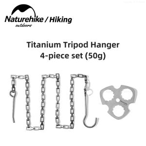 Outils NatureHike 4pcs Tipod Ultralight Titanium Trépied Hangle 10 kg Pouions Camping BBQ Picnic Equipment Cooking Pot Cook