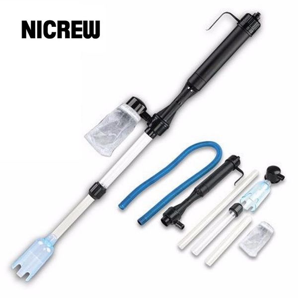 Outils NICREW Aquarium Siphon Gravel Cleaner Filtre Changeur d'eau automatique Sable Laveuse Fish Tank Pompe à vide Filtre Hauteur réglable